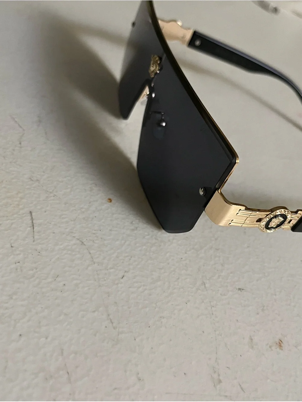 Versace Black Sunglasses with Gold Accents and Case